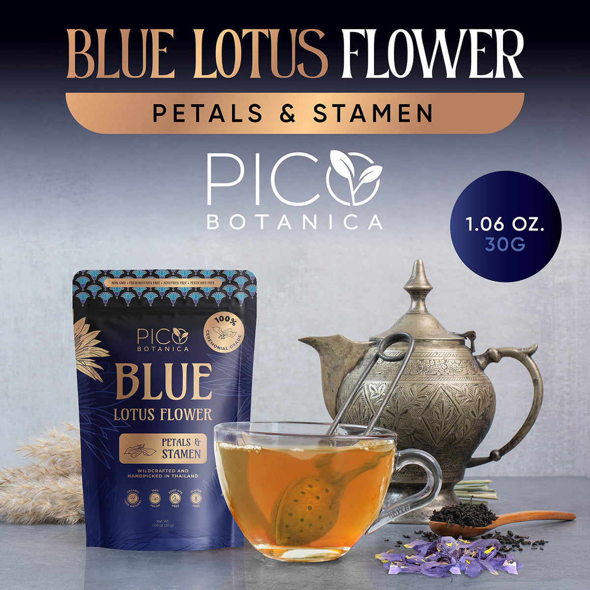 ORGANIC BLUE LOTUS FLOWER PETALS & STAMEN 30g