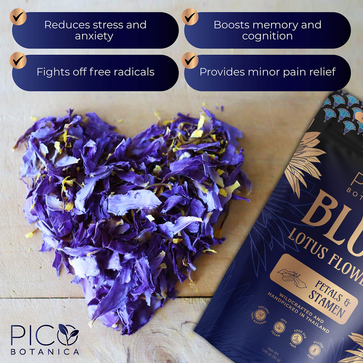 ORGANIC BLUE LOTUS FLOWER PETALS & STAMEN 30g