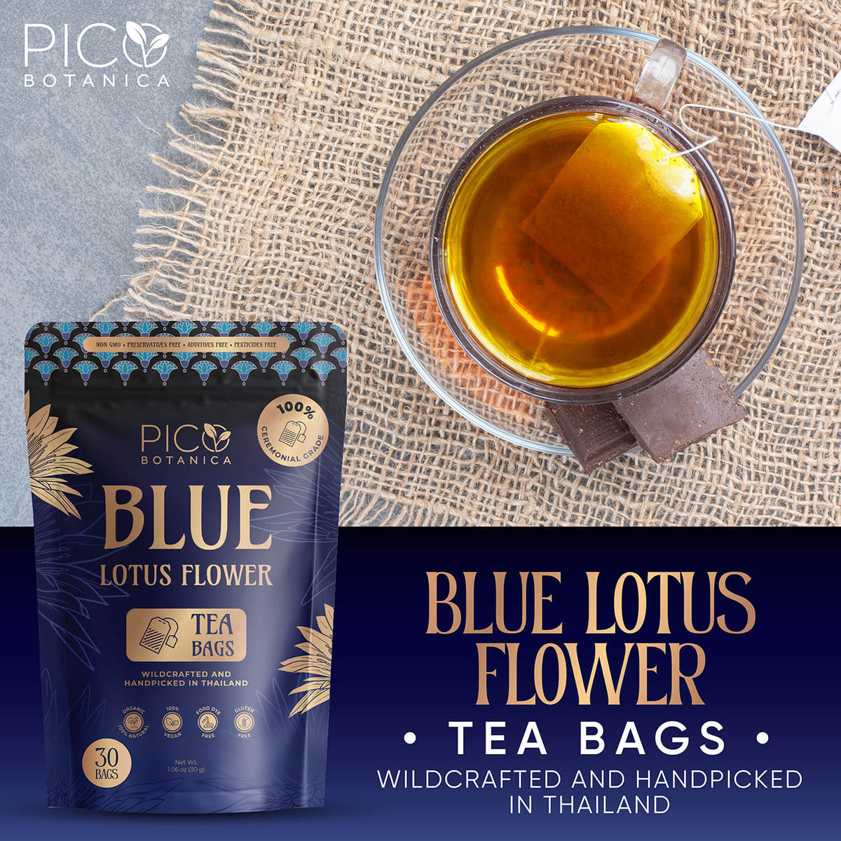 ORGANIC BLUE LOTUS FLOWER TEA BAGS (1g x 30 Bags)