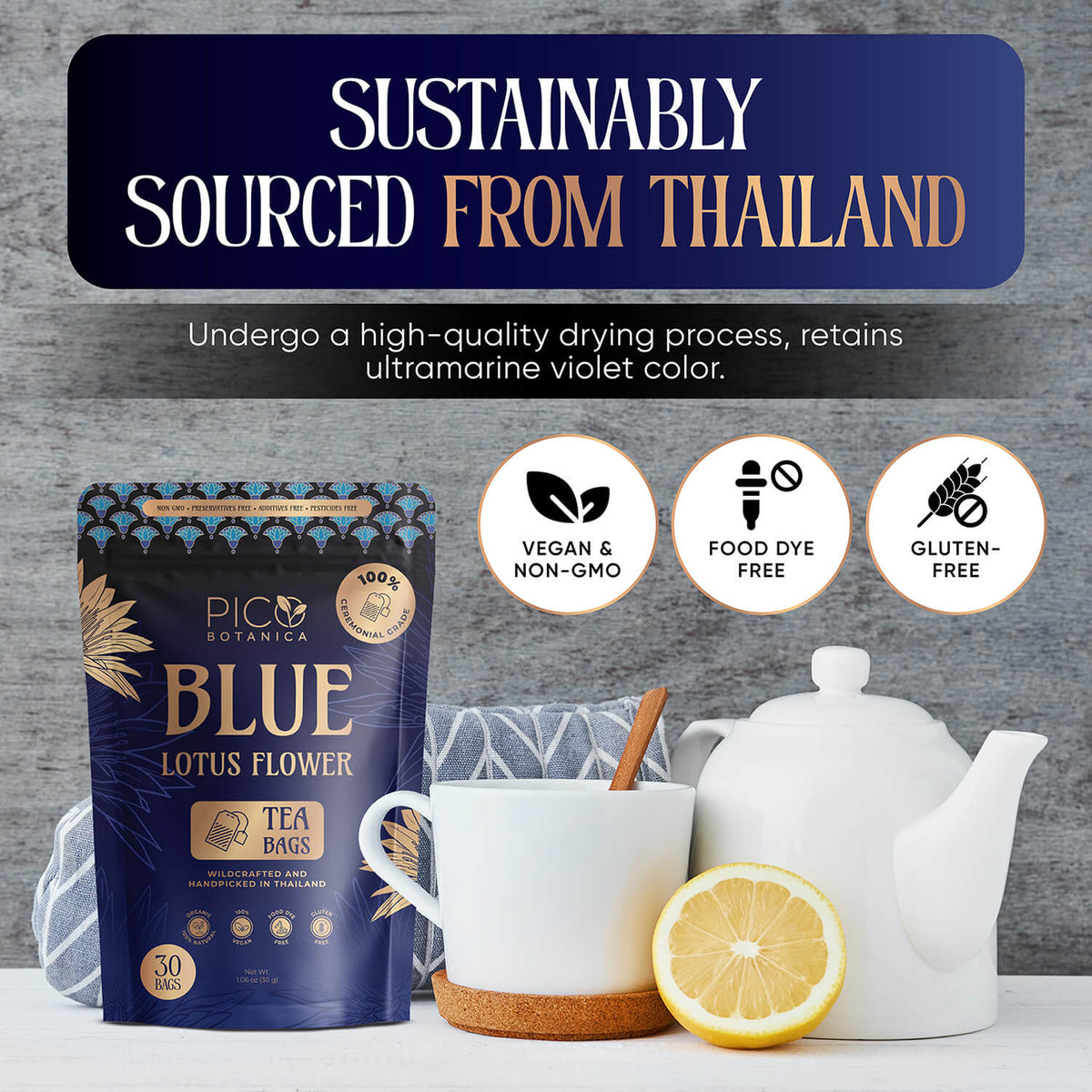 ORGANIC BLUE LOTUS FLOWER TEA BAGS (1g x 30 Bags)
