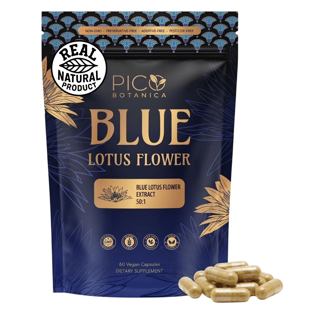 Blue Lotus Extract Capsules — 50:1 Nymphaea caerulea, 60 Count